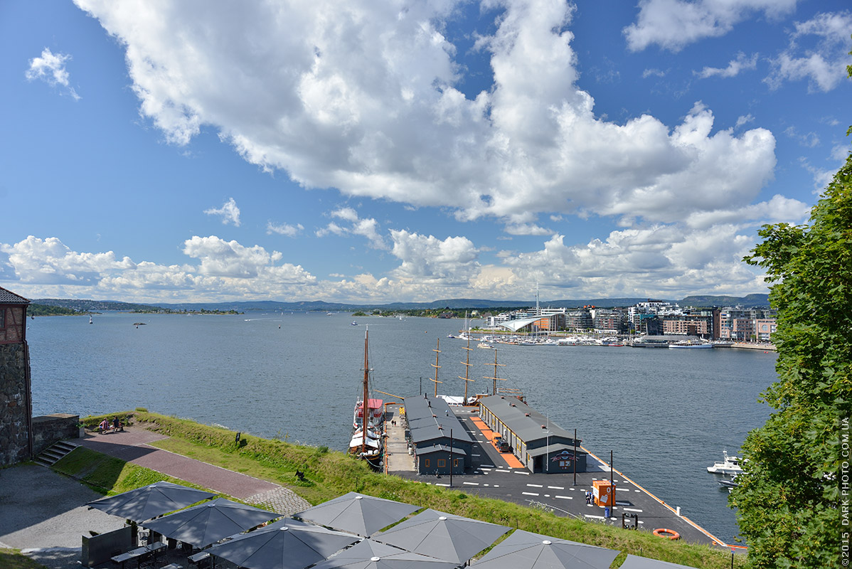 Вид на Осло-фьорд со стен крепости. Осло, Норвегия.